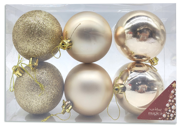 Set de 6 Esferas Navideñas de 7cm