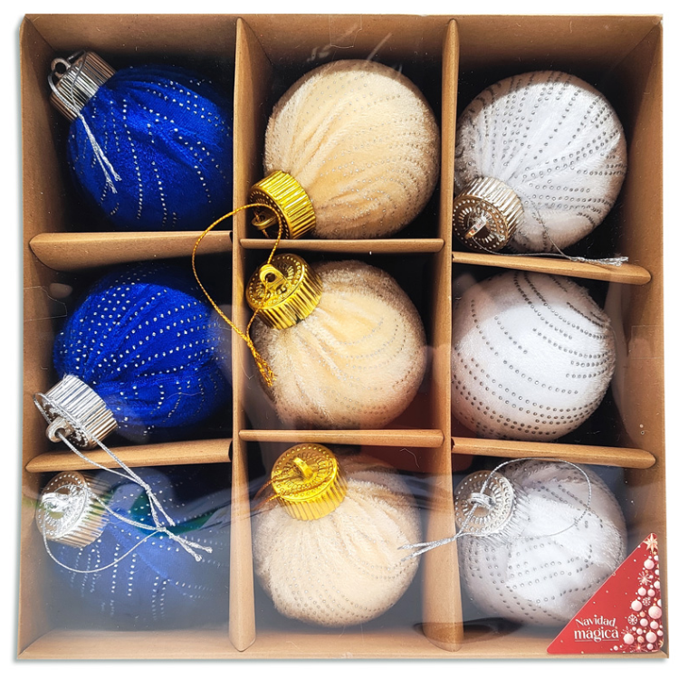 Set de 9 Esferas Navideñas de 8cm
