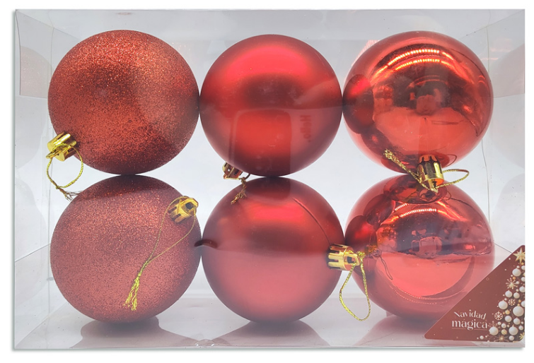 Set de 6 Esferas Navideñas de 7cm