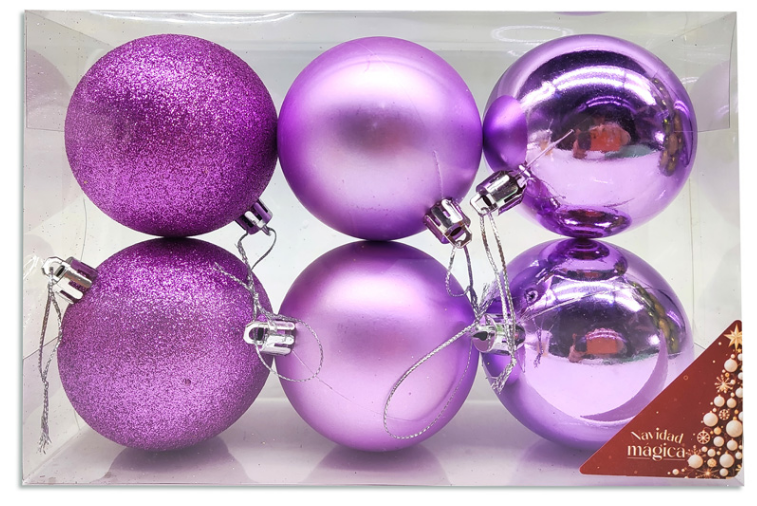 Set de 6 Esferas Navideñas de 7cm