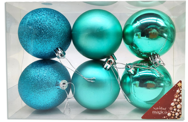 Set de 6 Esferas Navideñas de 7cm