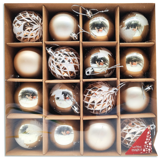 Set de 16 Esferas Navideñas Combinadas de 6 cm