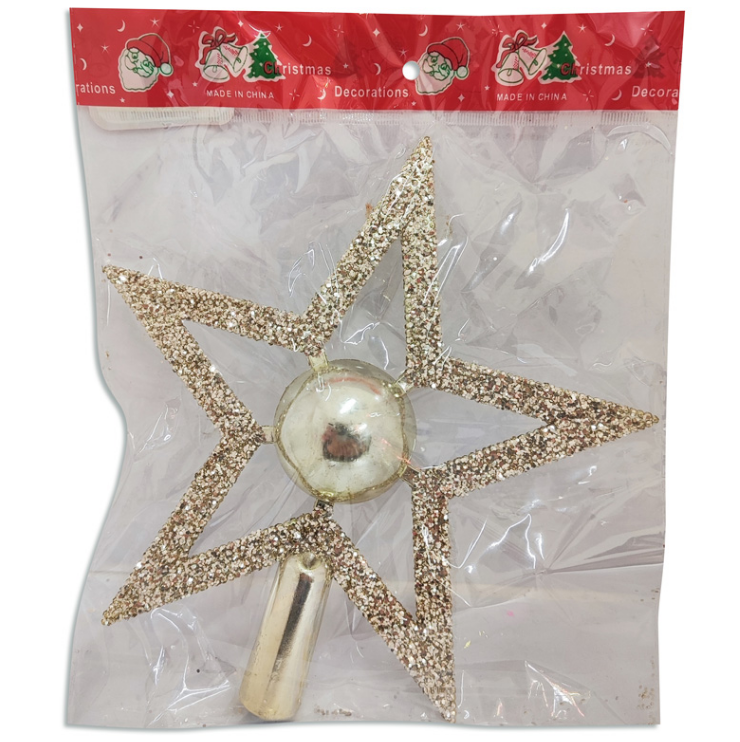 Puntero Estrella con Glitter para Árbol de Navidad