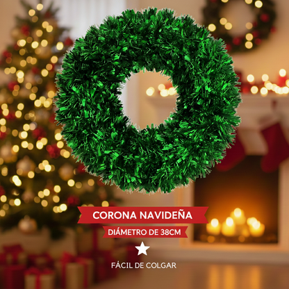 Corona Navideña Verde 38cm